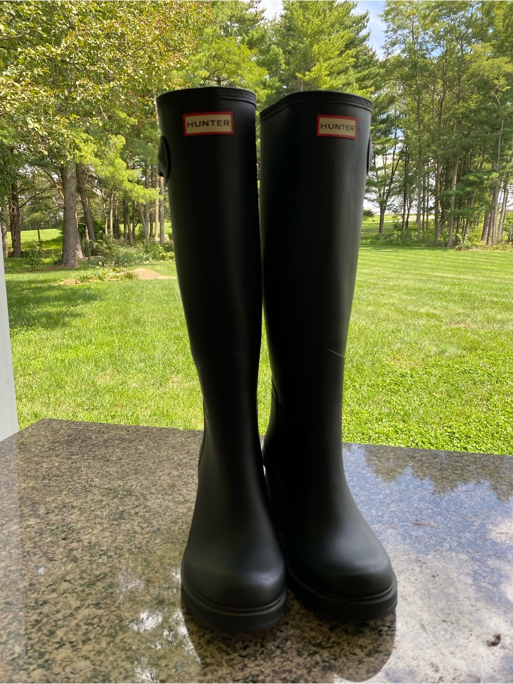 Hunter Matte Black Knee-High Waterproof Rain Boots